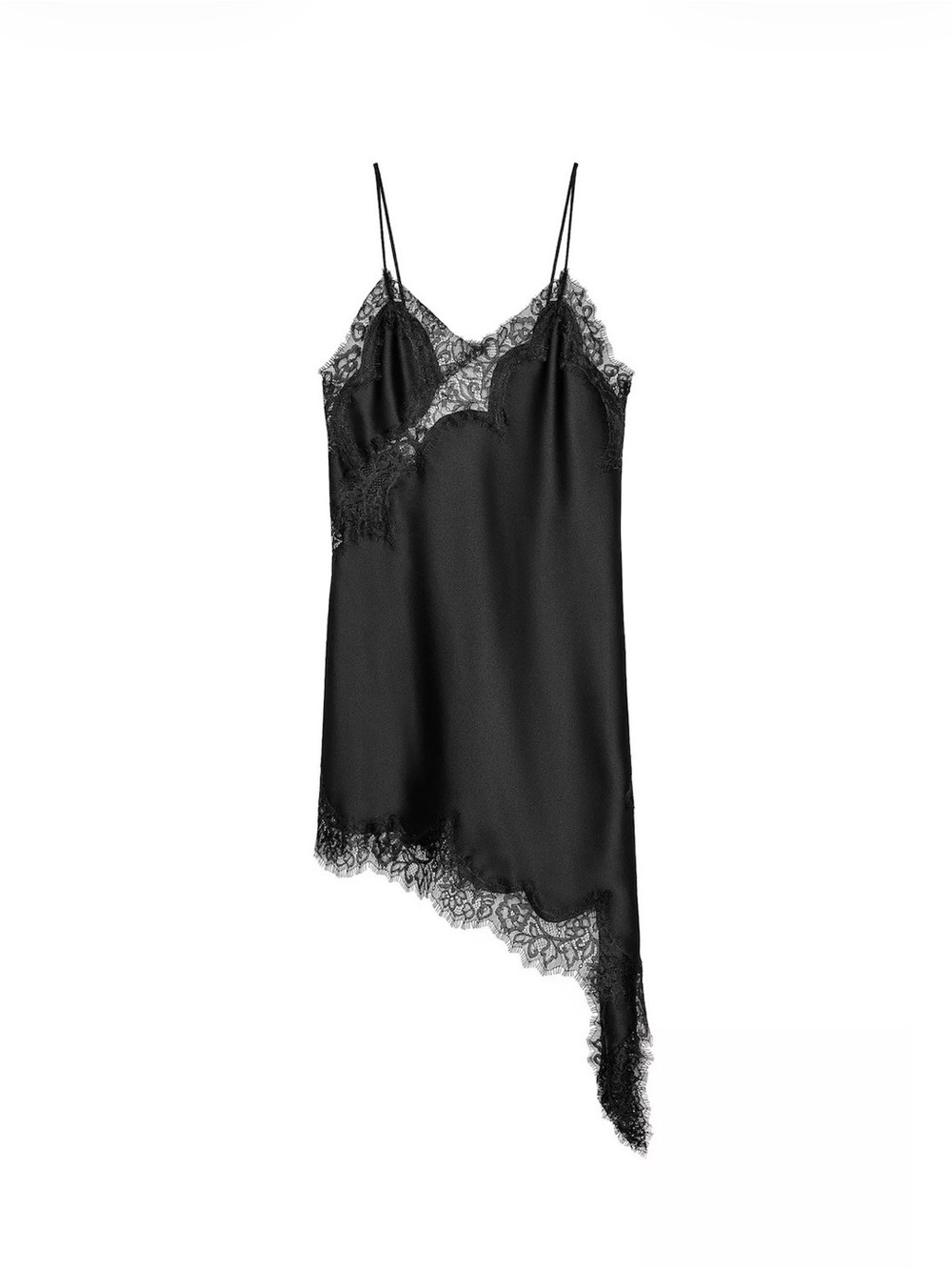 Zara Black Lace Trim Satin Camisole